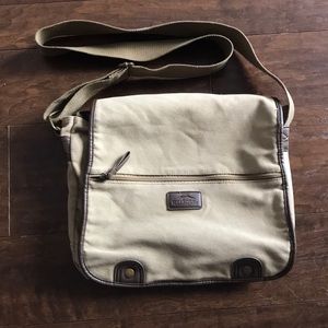 Khaki green canvas over the shoulder bag